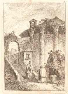 Hubert Robert (French, 1733 - 1808). The Antique Temple, 1763-1764. From Evenings in Rome (Les