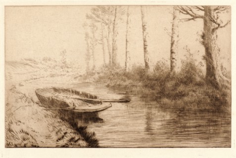 Alphonse Legros (French, 1837 - 1911). The Canal, Morning Light (Le Canal, effet du matin).