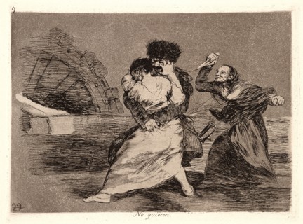 Francisco de Goya (Spanish, 1746-1828). They Don't Like It (No Quieren), 1810-1815, printed 1863.