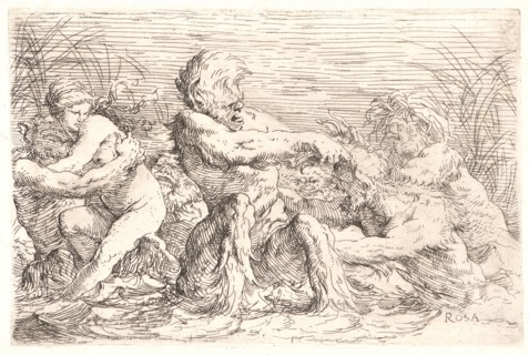 Salvator Rosa (Italian, 1615 - 1673). Combat of Tritons with Naiade, 17th century. Etching.