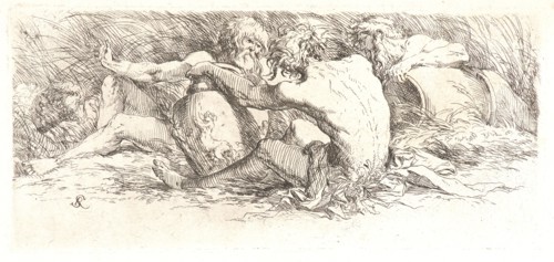 Salvator Rosa (Italian, 1615 - 1673). Three River Gods, 17th century. Etching.