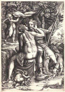 Giorgio Ghisi (Italian, 1520-1582) after Teodoro Ghisi (Italian, 1536 - 1601). Venus and Adonis, ca