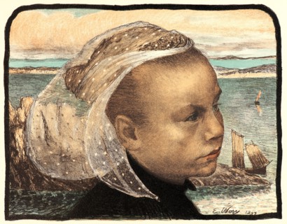 Emile Auguste Wery (aka Ãâmile Wéry, French, 1868 - 1935). Brétagne, 1897. Color lithograph on wove