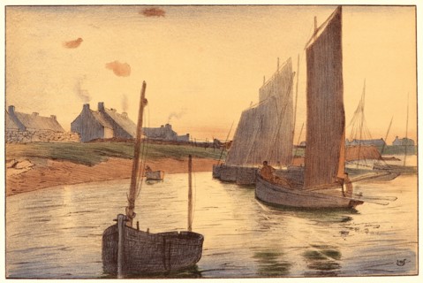 André Ulmann (aka Raoul Andre Ulmann, French, born 1867). Tristesse sur la mer, ca. 1898. Color