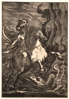 Giuseppe Scolari (Italian, active 1550â€ì1600). St. George and the Dragon, 16th century. Woodcut.