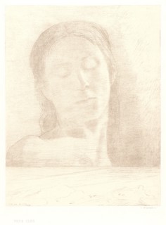 Odilon Redon (French, 1840 - 1916). Closed Eyes (Yeux clos), 1890. Lithograph printed in soft