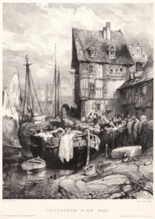 EugÃ¨ne Isabey (French, 1803 - 1886). Intérieur d'un port, 1833. Lithograph on India paper laid