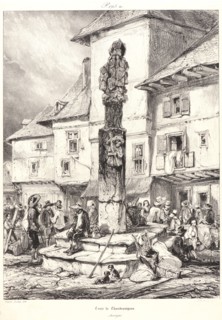 EugÃ¨ne Isabey (French, 1803 - 1886). Croix de Chaudesaigues, 1831. From Voyages Pittoresques et