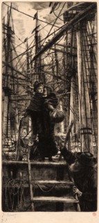 James Tissot (French, 1836 - 1902). Emigrants (Woman with Child Disembarking from Sailboat), 1880.