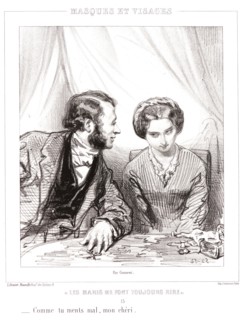 Paul Gavarni (aka Hippolyte-Guillaume-Sulpice Chevalier, French, 1804 - 1866). How poorly you lie,