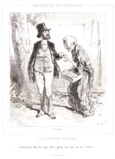 Paul Gavarni (aka Hippolyte-Guillaume-Sulpice Chevalier, French, 1804 - 1866). Charitable sir, may