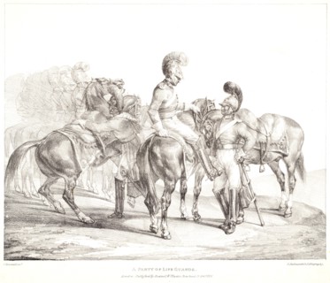 Théodore Géricault (French, 1791 - 1824). A Party of Life Guards, 1821. Lithograph. Second of two