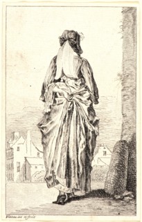 Jean-Antoine Watteau (French, 1684 - 1721). Lady Walking Seen from Behind (La Femme marchand au