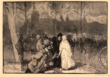 Auguste Louis LepÃ¨re (French, 1849 - 1918). Sortie du Théatre du Chatelet, 1888. Wood engraving on