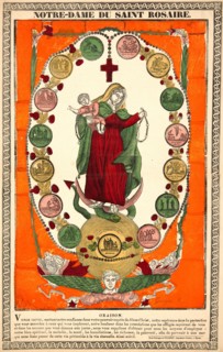 FrancÂ¸ois Georgin (French, 1801 - 1863). Notre Dame du Saint Rosaire, ca. 1875. Woodcut with hand