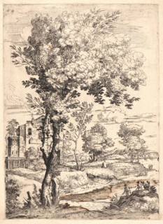 Giovanni Francesco Grimaldi (Italian, 1606 - 1680). Landscape with Two Men near a Knoll, ca.
