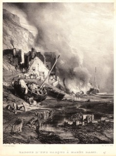 EugÃ¨ne Isabey (French, 1803 - 1886). Refitting a Boat at Low Tide (Radoub d'une Barque Ã  Marée