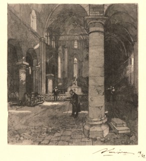 Auguste Louis LepÃ¨re (French, 1849 - 1918). Church Interior, ca. 1890-1910. Wood engraving on thin