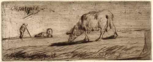 Jean-FranÃ§ois Millet (French, 1814 - 1875). Sheep Grazing (Moutons Paissant), ca. 1849-1850.