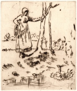 Jean-FranÃ§ois Millet (French, 1814 - 1875). Girl Minding Geese (La Gardeuse), 1855-1856. Drypoint