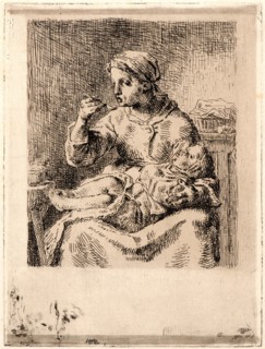 Jean-FranÃ§ois Millet (French, 1814 - 1875). Woman Feeding Her Child (La Bouillie), 1861. Etching