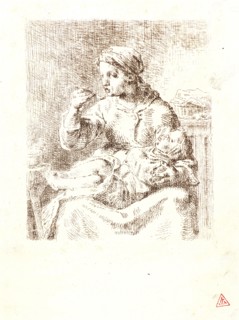Jean-FranÃ§ois Millet (French, 1814 - 1875). Woman Feeding Her Child (La Bouillie), 1861. Etching