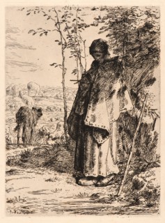 Jean-FranÃ§ois Millet (French, 1814 - 1875). Shepherdess Knitting (La Grande BergÃ¨re), 1862.