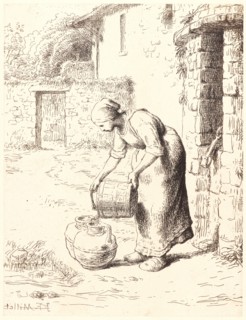 Jean-FranÃ§ois Millet (French, 1814 - 1875). Woman Emptying a Pail (Femme vidant un seau), 1862.
