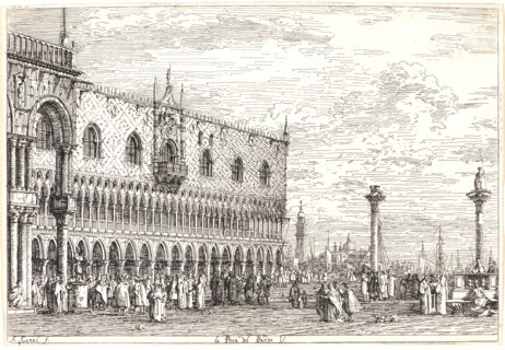Canaletto (aka Antonio Canale) (Italian, 1697 - 1768). The Proclamation Stone in the Piazzetta (La