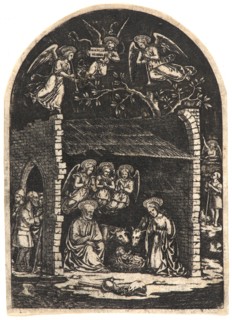 Anonymous (Italian). Nativity, late 15th century. Engraving (niello) on laid paper. Plate: 90 mm x