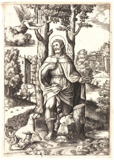 Master of the Die (Italian, born ca. 1512, active 1532/1533). St. Rochus, 16th century. Engraving.