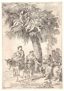 Giovanni Benedetto Castiglione (Italian, 1609 - 1664). Flight into Egypt, ca. 1648. Etching. Second