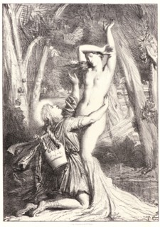 Théodore Chassériau (French, 1819 - 1856). Apollo and Daphne, ca. 1844. Lithograph on chine collé.