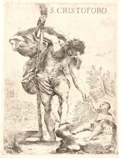Francesco Amato (Italian, Genoa, active 17th century). St. Christopher, ca. 1650. Etching. Second