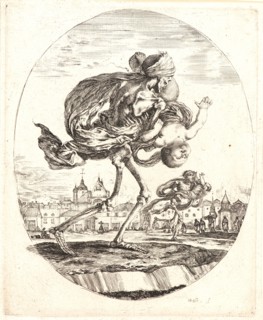 Stefano Della Bella (Italian, 1610 - 1664). La Mort emportant vers la droite de l'estampe un