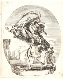 Stefano Della Bella (Italian, 1610 - 1664). La Mort emportant sur son epaule droite une femme, 1648