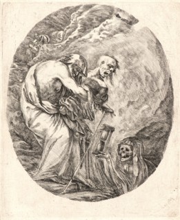 Stefano Della Bella (Italian, 1610 - 1664). La Mort entrainant un veillard, 1648. From The Dance of