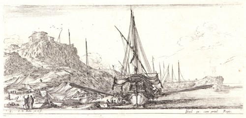 Stefano Della Bella (Italian, 1610 - 1664). Une galere sur le point de quitter la rade, 1644. From