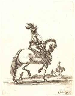 Stefano Della Bella (Italian, 1610 - 1664). Cavalier allant au pas vers la droite, 1642-1645. From