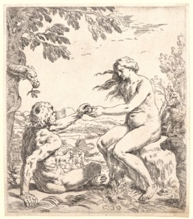 Simone Cantarini (Italian, 1612 - 1648). Adam and Eve, 17th century. Etching.