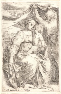 Simone Cantarini (Italian, 1612 - 1648). The Holy Family, 17th century. Etching. Only state.