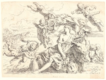 Simone Cantarini (Italian, 1612 - 1648). Rape of Europa, 17th century (printed later). Etching.