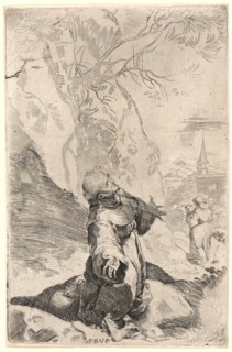 Federico Barocci (Italian, 1528 - 1612). St. Francis Receiving the Stigmata. Engraving and etching