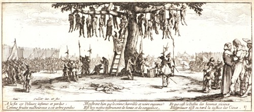 Jacques Callot (French, 1592 - 1635). The Hanging (La Pendaison), 1633. From The Large Miseries of