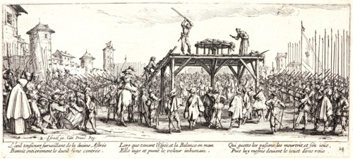 Jacques Callot (French, 1592 - 1635). Breaking on the Wheel (La Ronde), 1633. From The Large