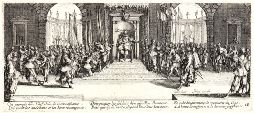 Jacques Callot (French, 1592 - 1635). Distribution of Pay (Distribution des Recompenses), 1633.