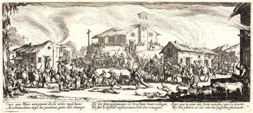 Jacques Callot (French, 1592 - 1635). Pillage and Burning of a Village (Pillage et Incendie d'un