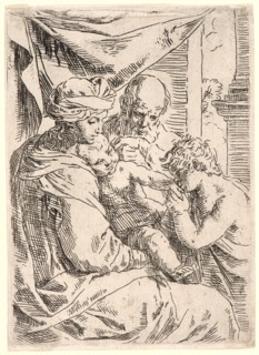 Simone Cantarini (Italian, 1612 - 1648). The Holy Family and St. John, 17th century. Etching. Third