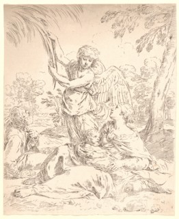Anonymous after Simone Cantarini (Italian, 1612 - 1648). Rest on the Flight into Egypt, 17th