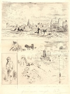 Félix Hilaire Buhot (French, 1847 - 1898). Environs de l'ancien CollÃ¨ge Rollin, 19th century.